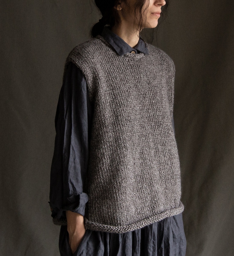 Knitted vest LEAF. Natural wool woolen vest women's vest Etsy