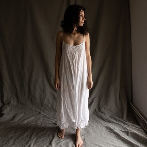 Women's dress PETAL, double layered white linen gauze