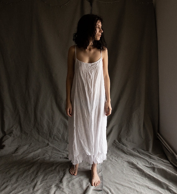 Women's dress PETAL, double layered White linen gauze Women's dress PETAL, double layered White linen gauze