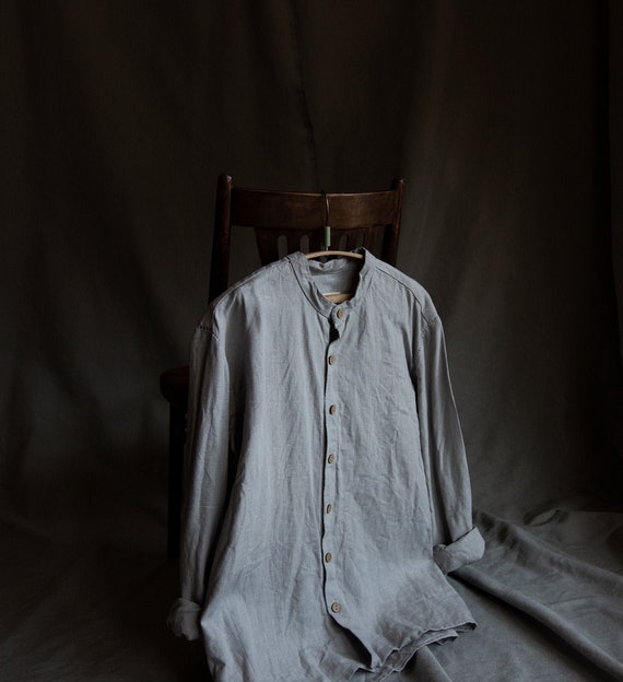 Off White Mens Linen Shirt EARTH. Pale 