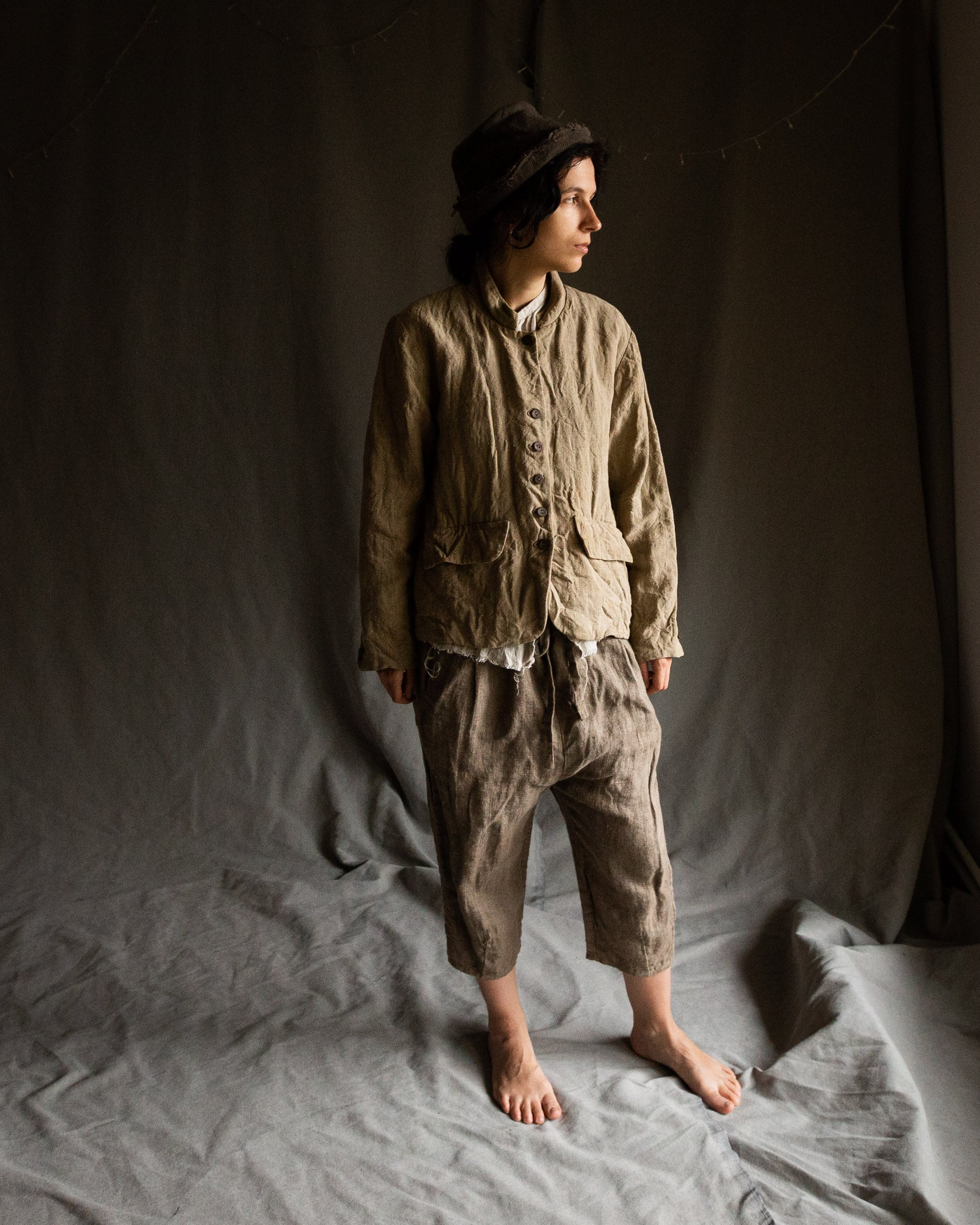 argue★ANTIQUE DUSTY DYE LINEN JACKET★リネン Women's Jacket ENGLAND, Weighty Raw Sandy Greyish Papyrus Linen - Etsy