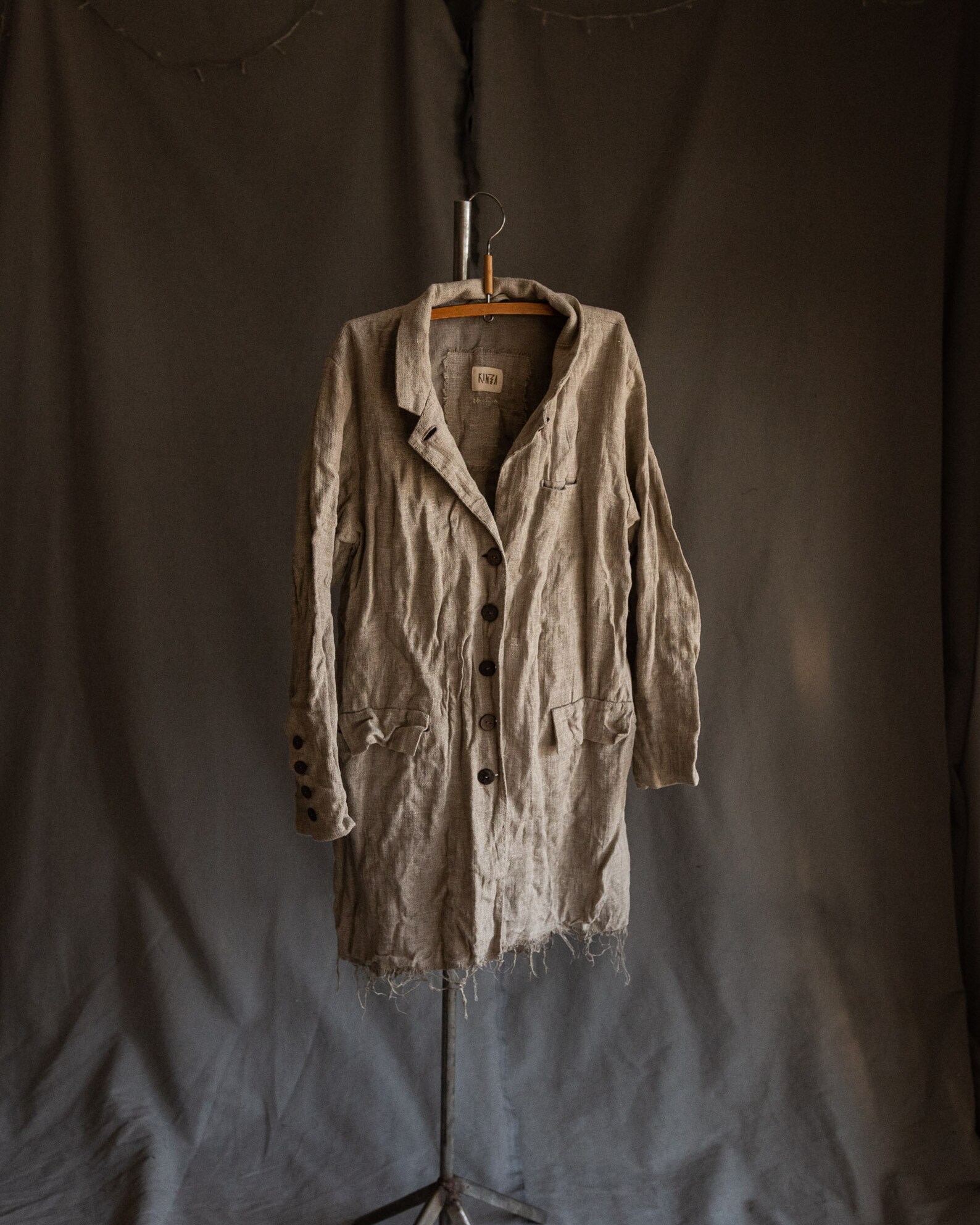 Men's Natural Grey Linen Coat POE. Sackcloth Coat Jacket Etsy