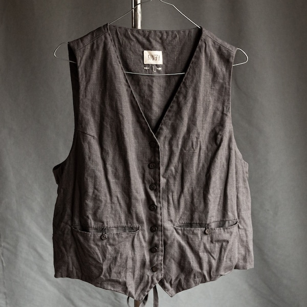 L Größe | Damenweste MILL, dunkelgraues Leinen