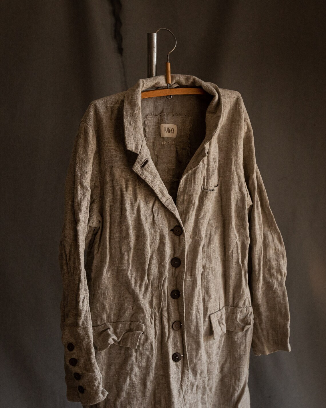 Natural Grey Linen Coat POE. Sackcloth Coat Jacket Blazer - Etsy