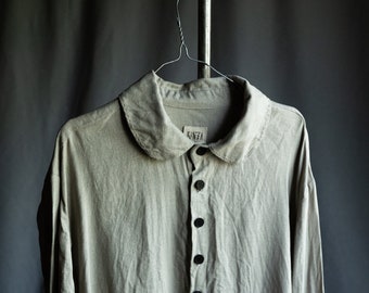 Men's linen shirt JOHN. Linen mens clothing vintage antique bohemian peasant victorian flax off white grey beige black buttons hand stitched
