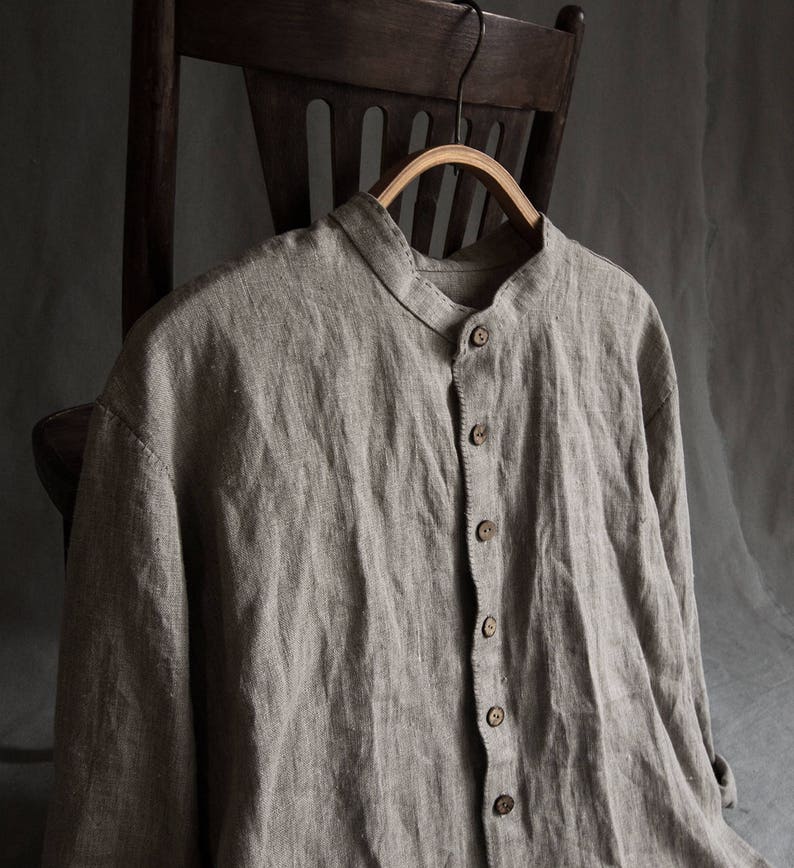 Men's Linen Shirt Men's Linen Clothing Black Charcoal - Etsy