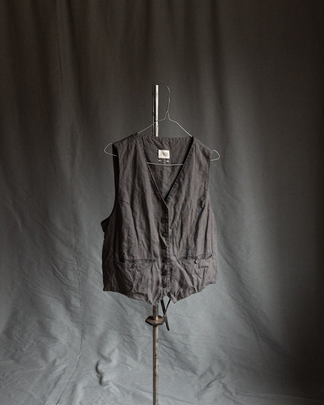 Men's Dark Grey Linen Waistcoat MILL. Linen Vest Vintage Antique