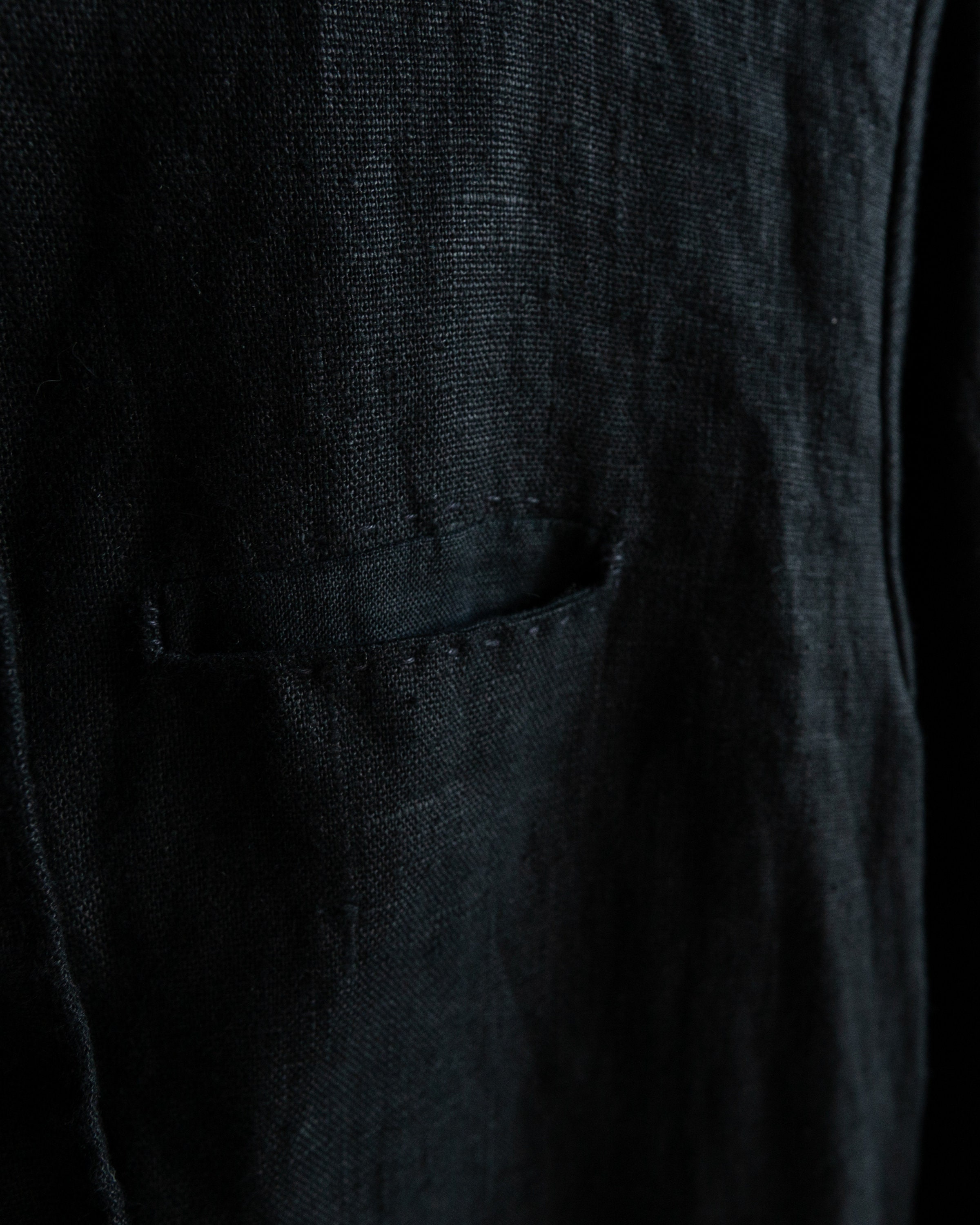 Black linen blazer POE. Linen jacket classical antique | Etsy