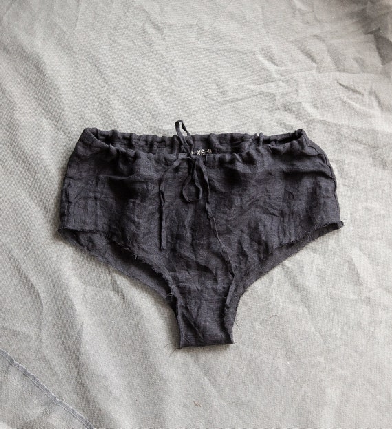 Linen panties with raw hem FEBRUARY. Linen briefs vintage Etsy