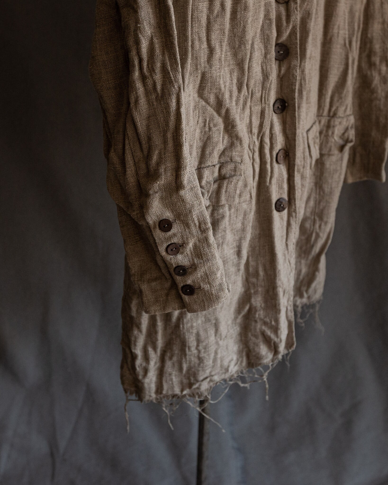 Men's Natural Grey Linen Coat POE. Sackcloth Coat Jacket Etsy