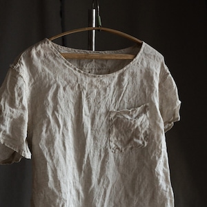 Mens linen t-shirt INK. Men&#39;s linen clothing natural grey undyed flax gauze shirt white beige loose hand stitched japanese avant garde