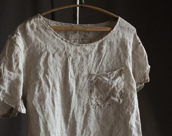 Men's t-shirt INK, natural grey semi-sheer linen gauze
