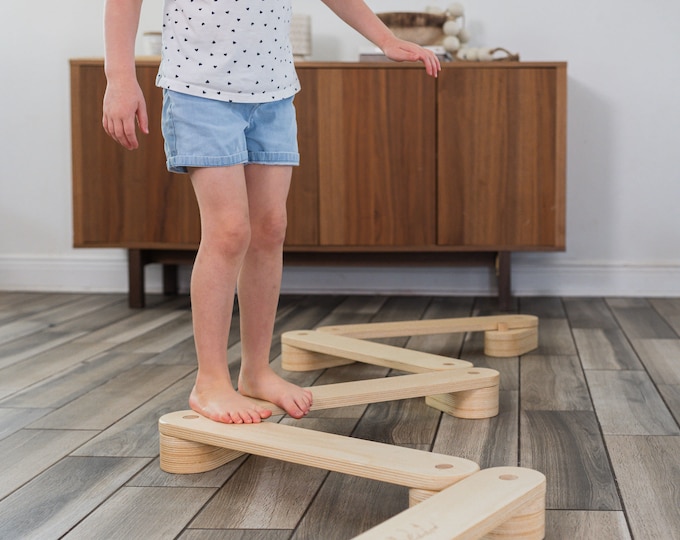 Kids Wooden Balance Beam - For Ages 1-10 - Builds Balance & Coordination