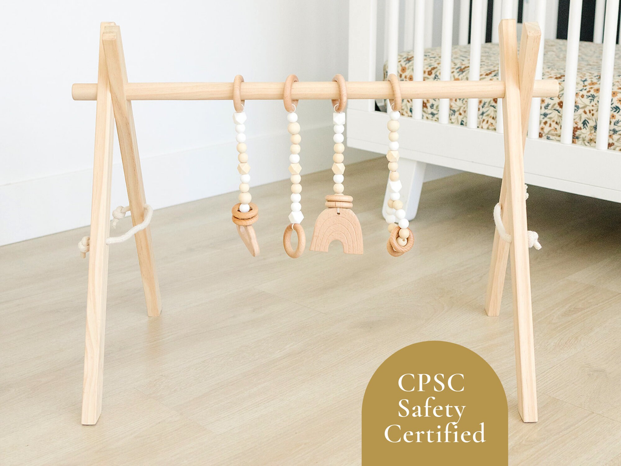 Modern Wooden Play Gym With Toys Baby Gym Hanging Toys Etsy