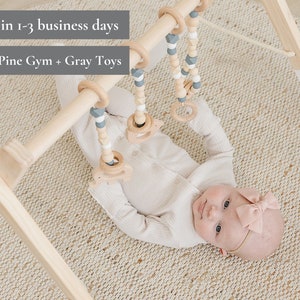 Gray and Wood Baby Gym and Toys Baby Gym Toys Wood Play Gym and Toys Gray WhiteGymGreyToys