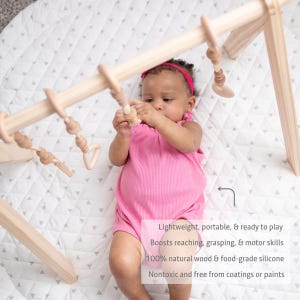 Wooden Baby Play Gym Set – Newborn Toys, Montessori Sensory Gym with Mat image 2