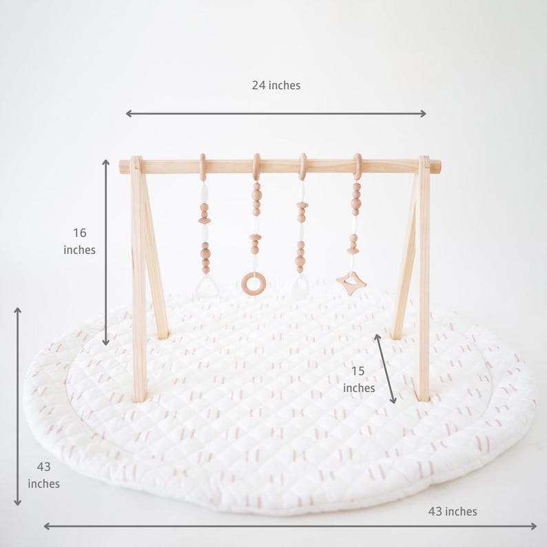 Wooden Baby Play Gym Set – Newborn Toys, Montessori Sensory Gym with Mat image 4