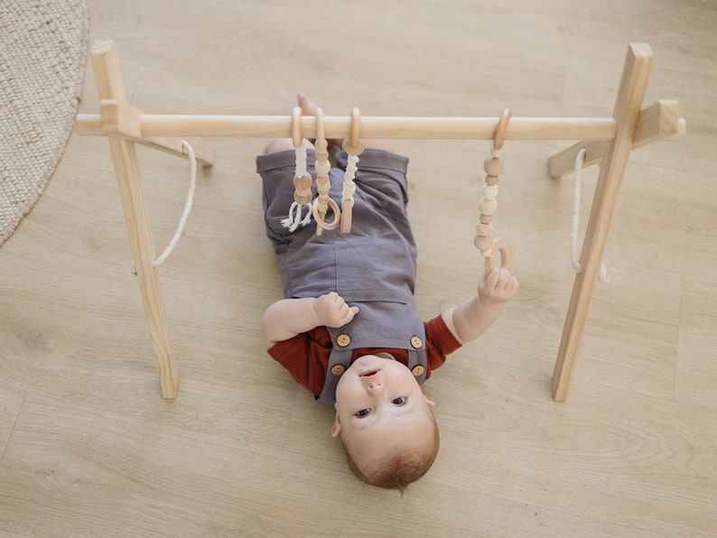 Wooden Baby Gym With Macrame Toys Macrame Crochet Sensory Etsy