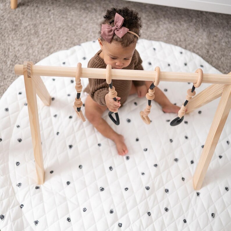 Wooden Baby Play Gym Set – Newborn Toys, Montessori Sensory Gym with Mat image 5