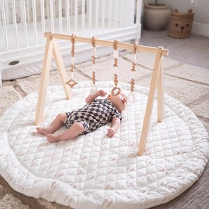 Wooden Baby Play Gym Set – Newborn Toys, Montessori Sensory Gym with Mat image 9