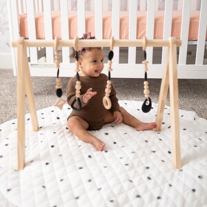 Wooden Baby Play Gym Set – Newborn Toys, Montessori Sensory Gym with Mat image 7