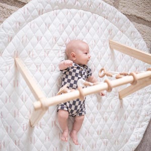 Wooden Baby Play Gym Set – Newborn Toys, Montessori Sensory Gym with Mat image 6