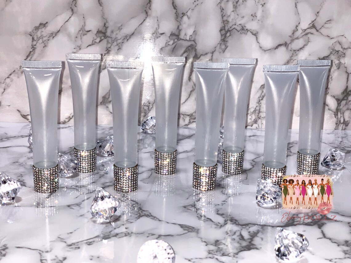 Lip Gloss Squeeze Tube Wholesale 15ml Silver Rhinestone Lip Etsy