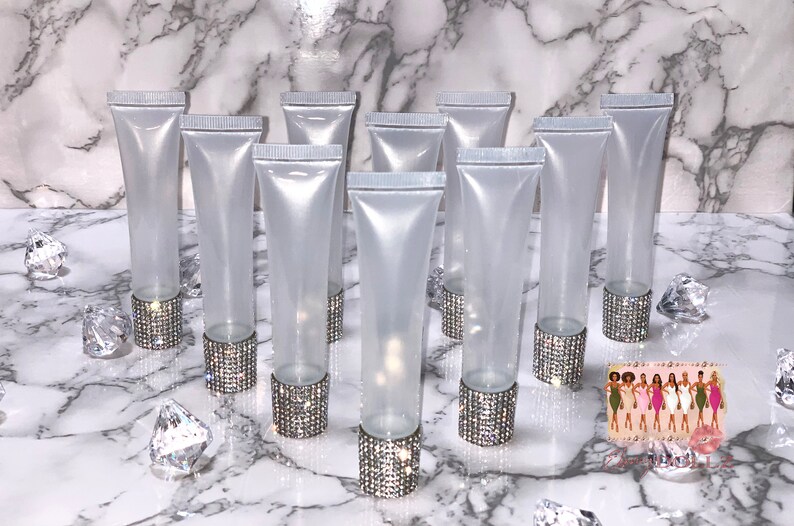 Lip Gloss Squeeze Tube Wholesale 15ml Silver Rhinestone Lip Etsy