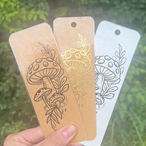 Laminated Toadstool Bookmark Goldfoil/Natural/Holographic Tassel
