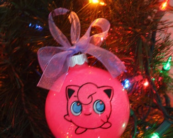 Personalized Pokemon Jigglypuff Glitter Christmas Ornament ~ Custom Pokemon Ornament With Name and Year