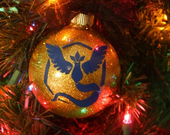 Personalized Team Mystic Glitter Christmas Ornament ~ Custom Pokemon Ornament With Name and Year