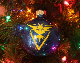 Personalized Team Instinct Glitter Christmas Ornament ~ Custom Pokemon Ornament With Name and Year