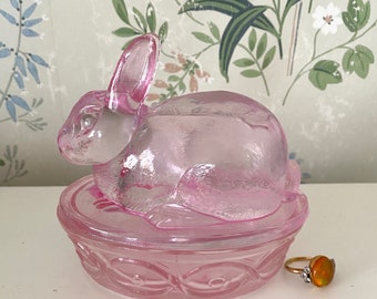 2 Easter Cranberry Bunny Rabbit Indiana Glass Votive Candleholder NEW