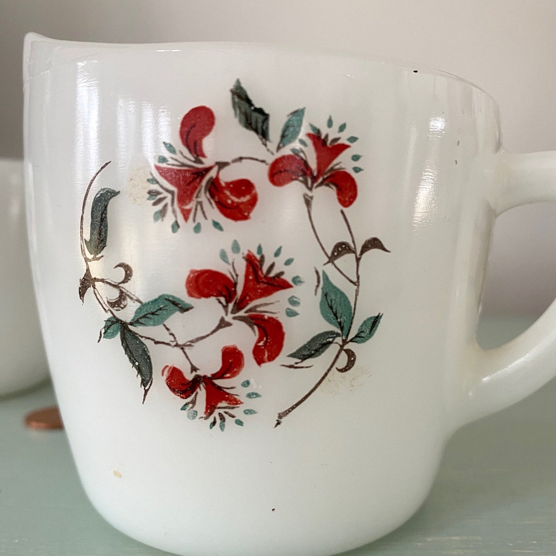 Fire King Ovenware Milk Glass Honeysuckle Sugar and Creamer Etsy