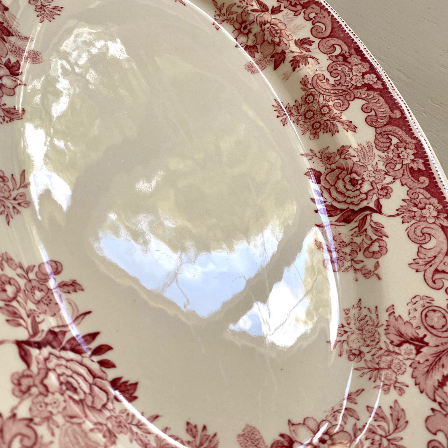 Vintage Walker China Vitrified 14 Oval Platter Deep Pink Etsy