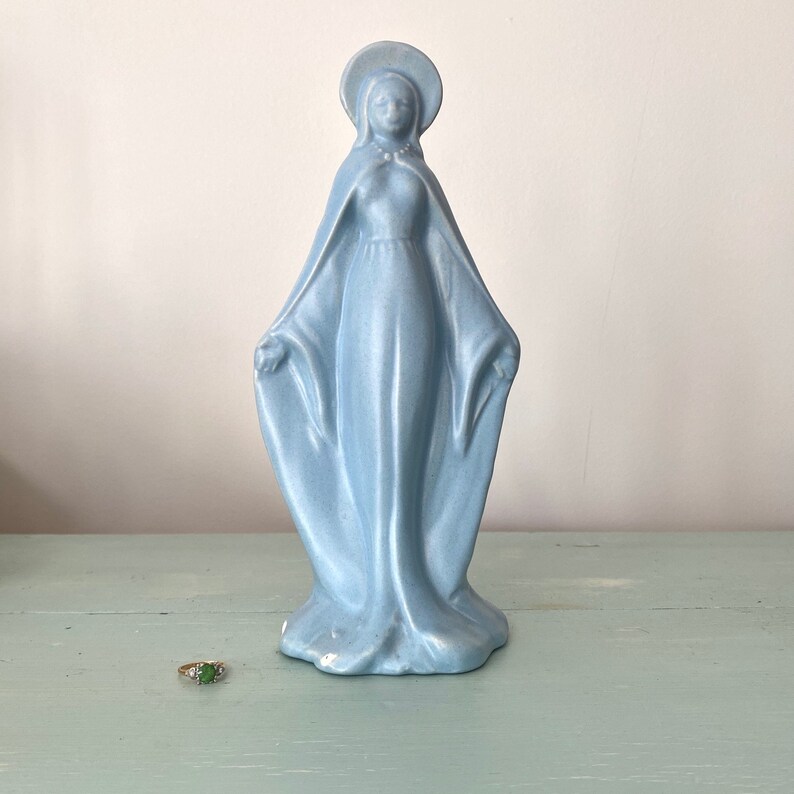 Vintage Aqua Blue Madonna Virgin Mary Planter image 0
