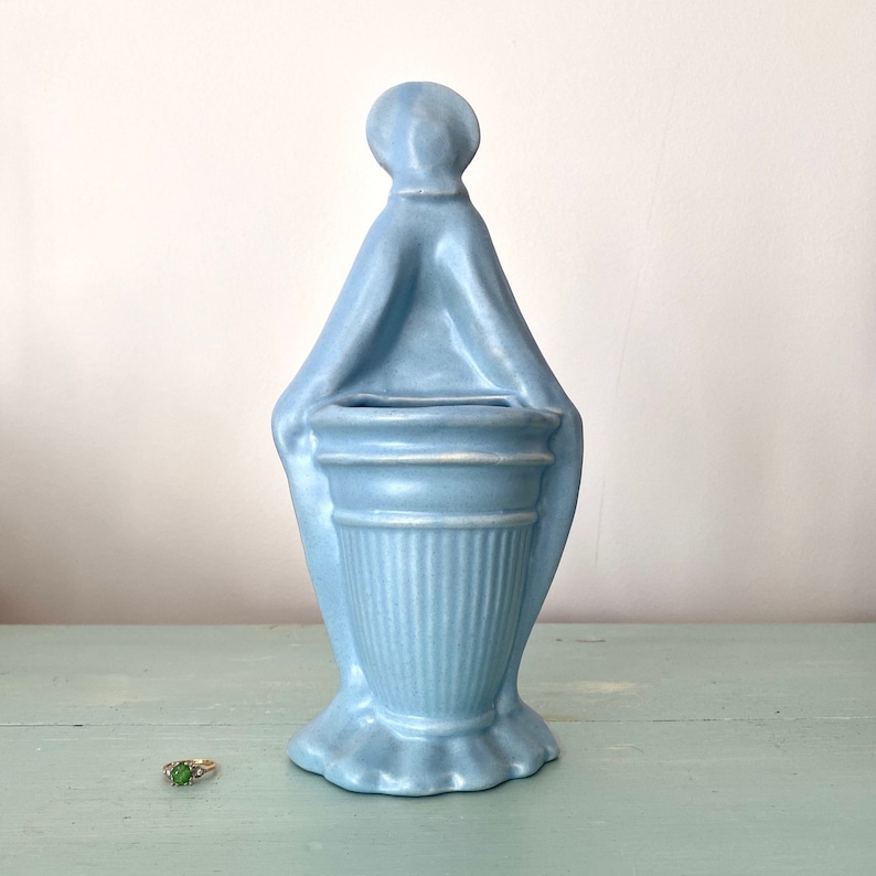 Vintage Aqua Blue Madonna Virgin Mary Planter image 1