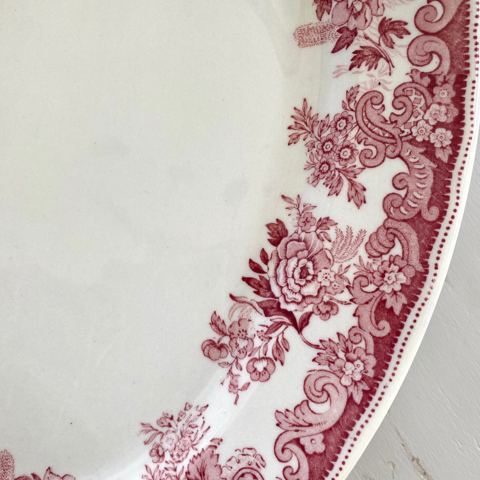 Vintage Walker China Vitrified 14 Oval Platter Deep Pink Etsy