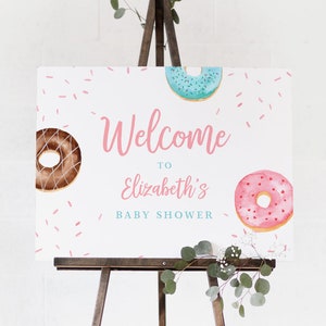 Donut Welcome Sign Template, Printable Baby Shower / Bridal Shower Welcome Sign, Donut Birthday, Editable, Instant Download, Templett #083LS