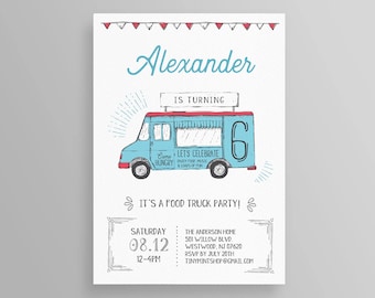 Food Truck Birthday Party Invitation, Foodie Theme, Carnival, Instant Download, Printable Invite Template, 100% Editable, Templett  #056NBD