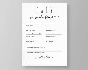 Baby Predictions Card, Baby Shower Games, Boy or Girl Shower, Gender Neutral, Printable, Instant Download, 100% Editable, Templett  #015PR