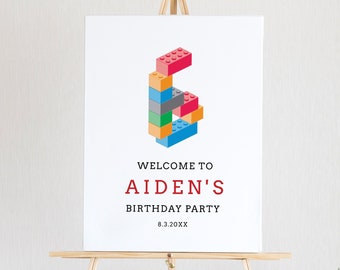 Blocks Welcome Sign Template, Master Builder Birthday, 100% Editable Text, Poster Sign, Instant Download, Templett, 18x24, 24x36 #037WS