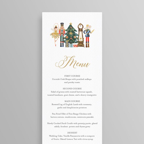 Nutcracker Menu Card Holiday Dinner Menu Template Printable Etsy