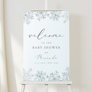Winter Welcome Sign Template, Snowflake Baby Shower, 100% Editable Text, Poster, Instant Download, Digital, Templett, 18x24, 24x36 #113WS