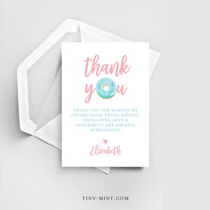 Plantilla de tarjeta de agradecimiento de donut, agradecimiento imprimible, tarjeta plegada y plana, editable, DESCARGA INSTANTÁNEA, bricolaje, Templett, #083TYC