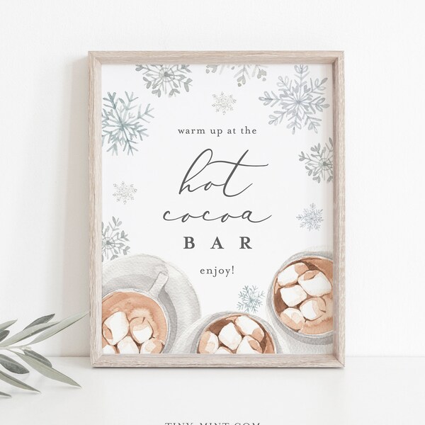 Hot Cocoa Bar Sign Template, Winter Party Hot Chocolate Bar, Holiday Shower, Christmas, Instant Download, Editable Text, Templett #113HS