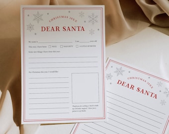 Letter to Santa Claus Template, Christmas Wish List, Dear Santa, Santa Mail, 100% Editable Text, Instant Download, Templett, 8.5x11 #LTS02