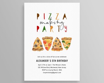 pizza party invite etsy