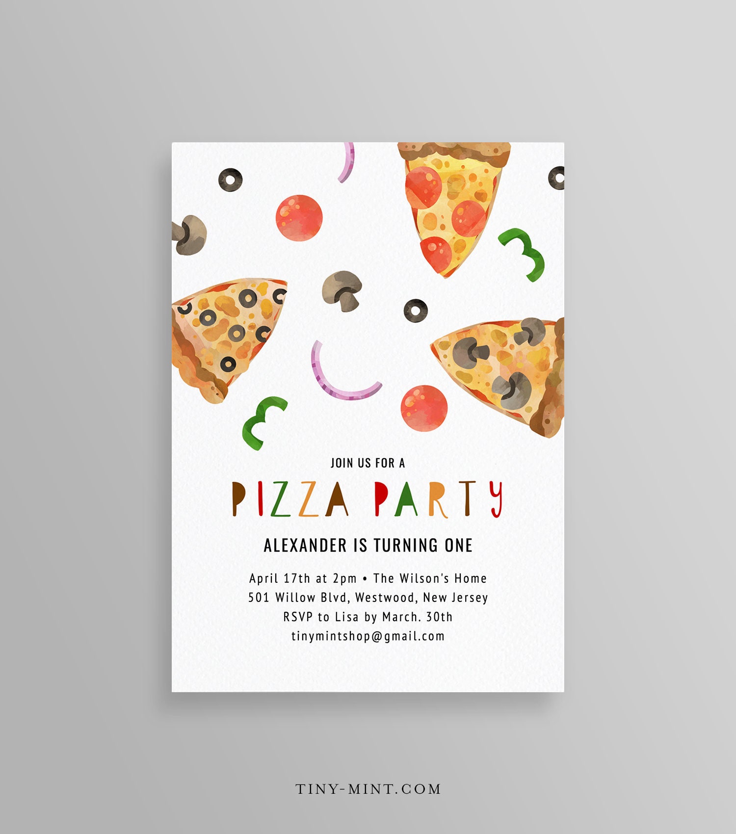 Pizza Birthday Party Invitation Template Printable Pizza | Etsy
