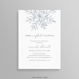 Snowflake Baby Shower Invitation Template, Winter Baby Shower, 100% Editable Text, Gender Neutral Baby Shower, INSTANT DOWNLOAD 113BS3 image 1